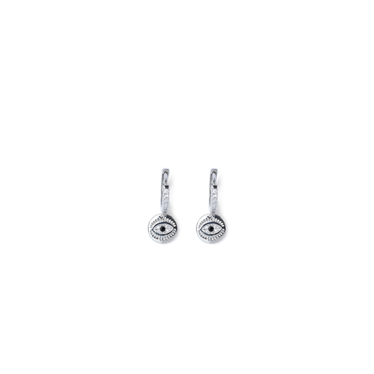 Evil Eye Earrings and Bracelet Set - Silver