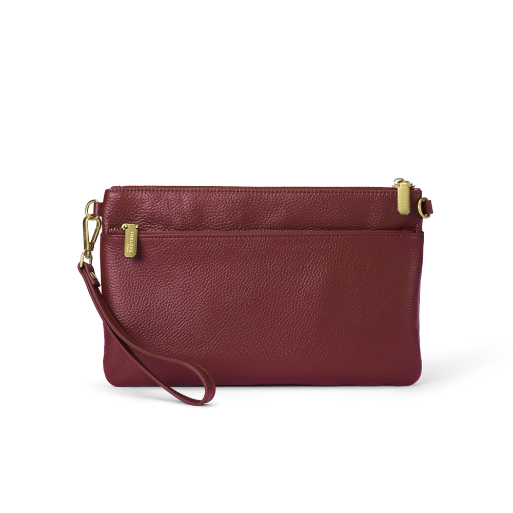 Leather Clutch Bag - Berry