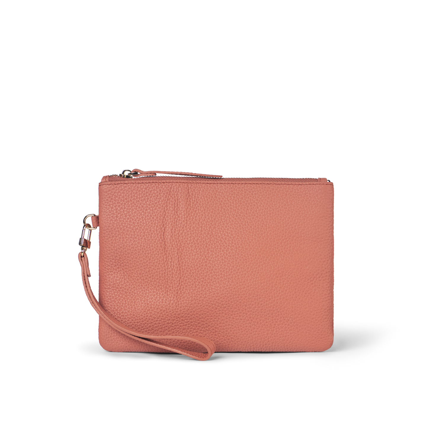 Classic Leather Clutch with detachable Wrist Strap Cognac