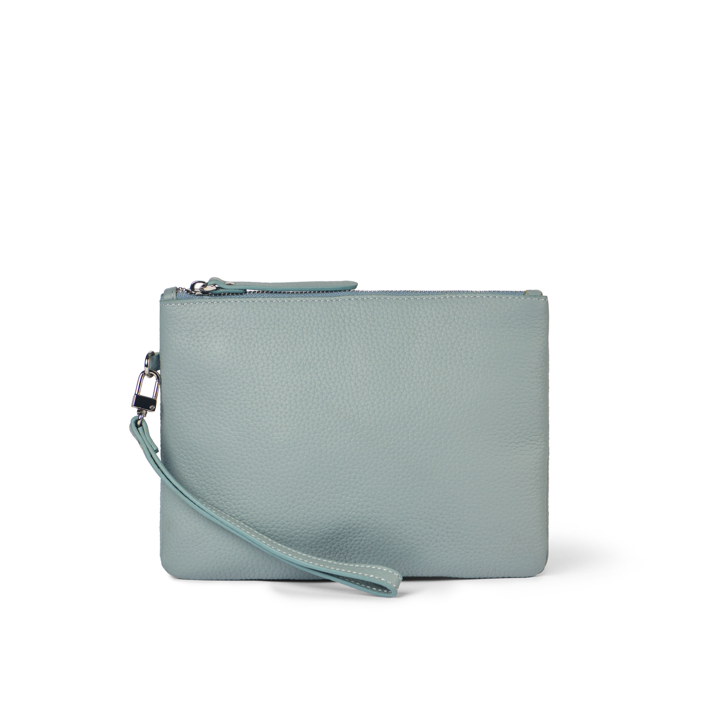 Classic Leather Clutch with detachable Wrist Strap Cloud Blue