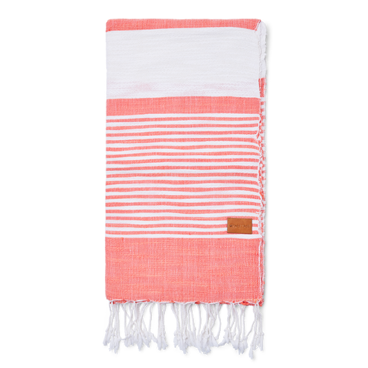 Brigitte Hand Woven Towel Coral