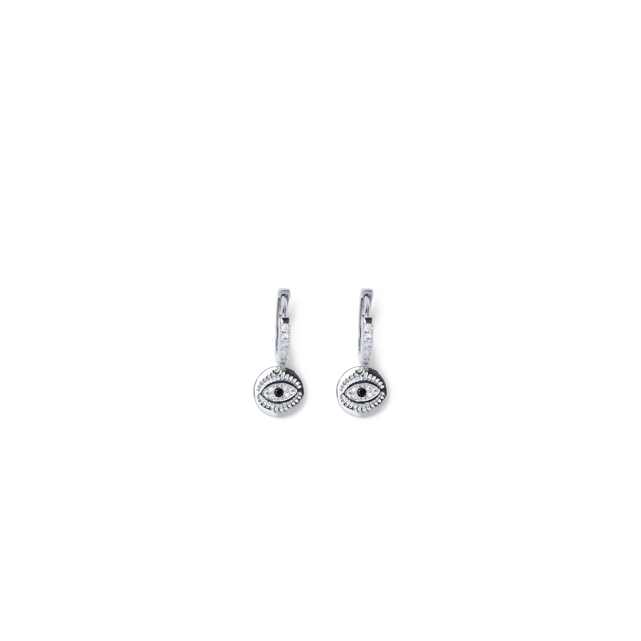 Evil Eye Earrings and Bracelet Set - Silver