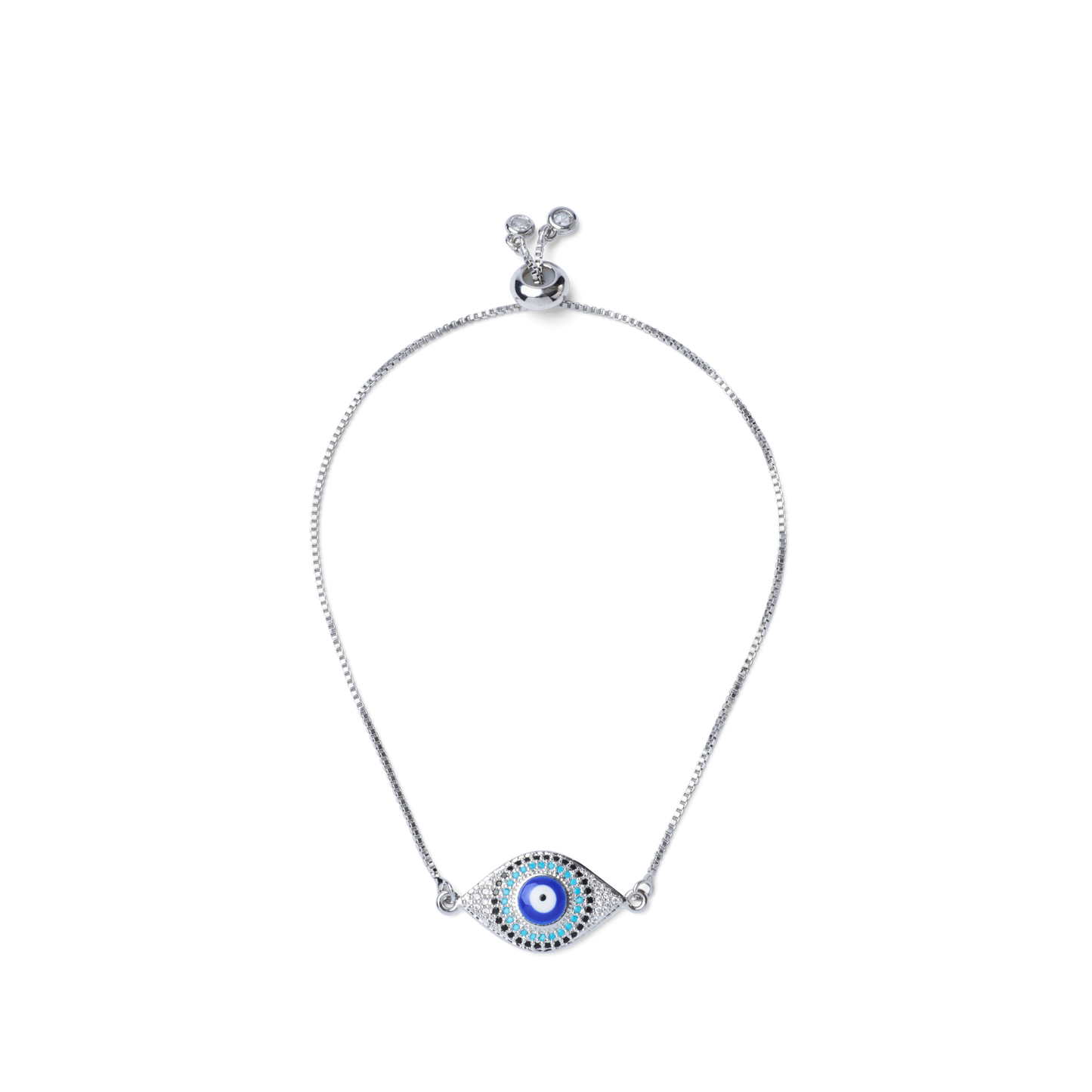 Evil Eye Earrings and Bracelet Set - Silver