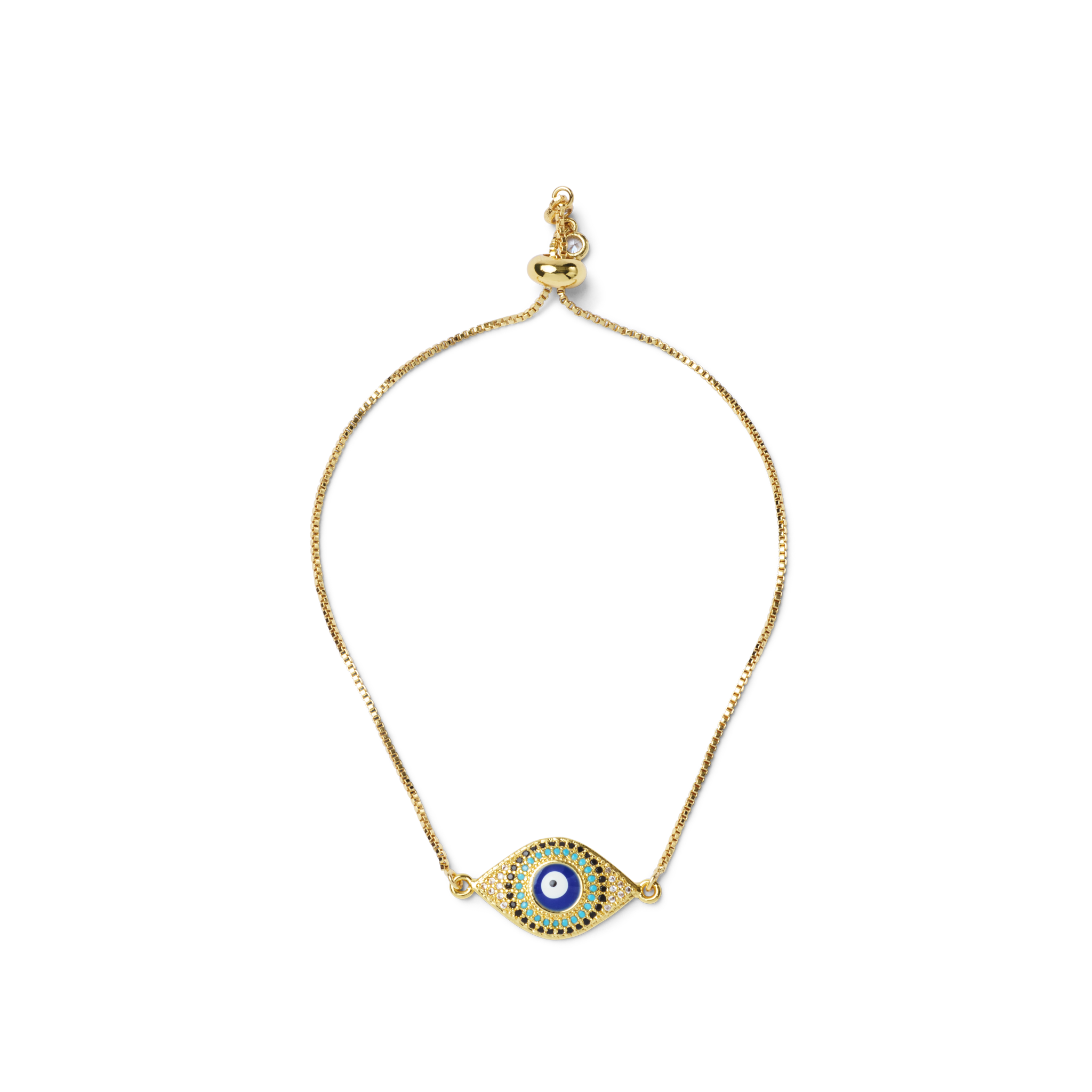 Evil Eye Earrings and Bracelet Set - Gold