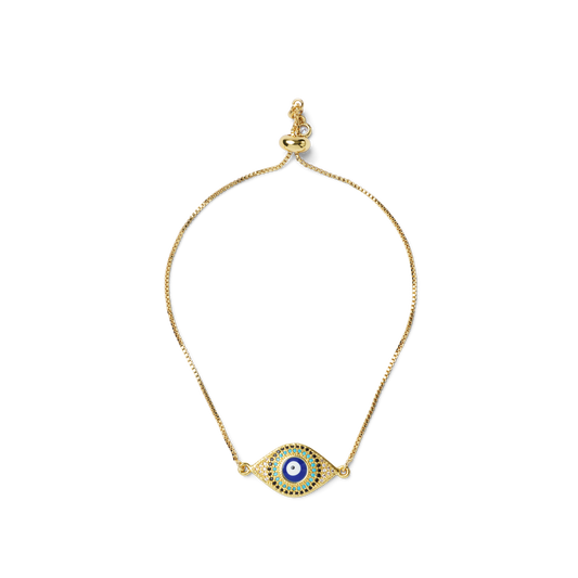 Evil Eye Earrings and Bracelet Set - Gold