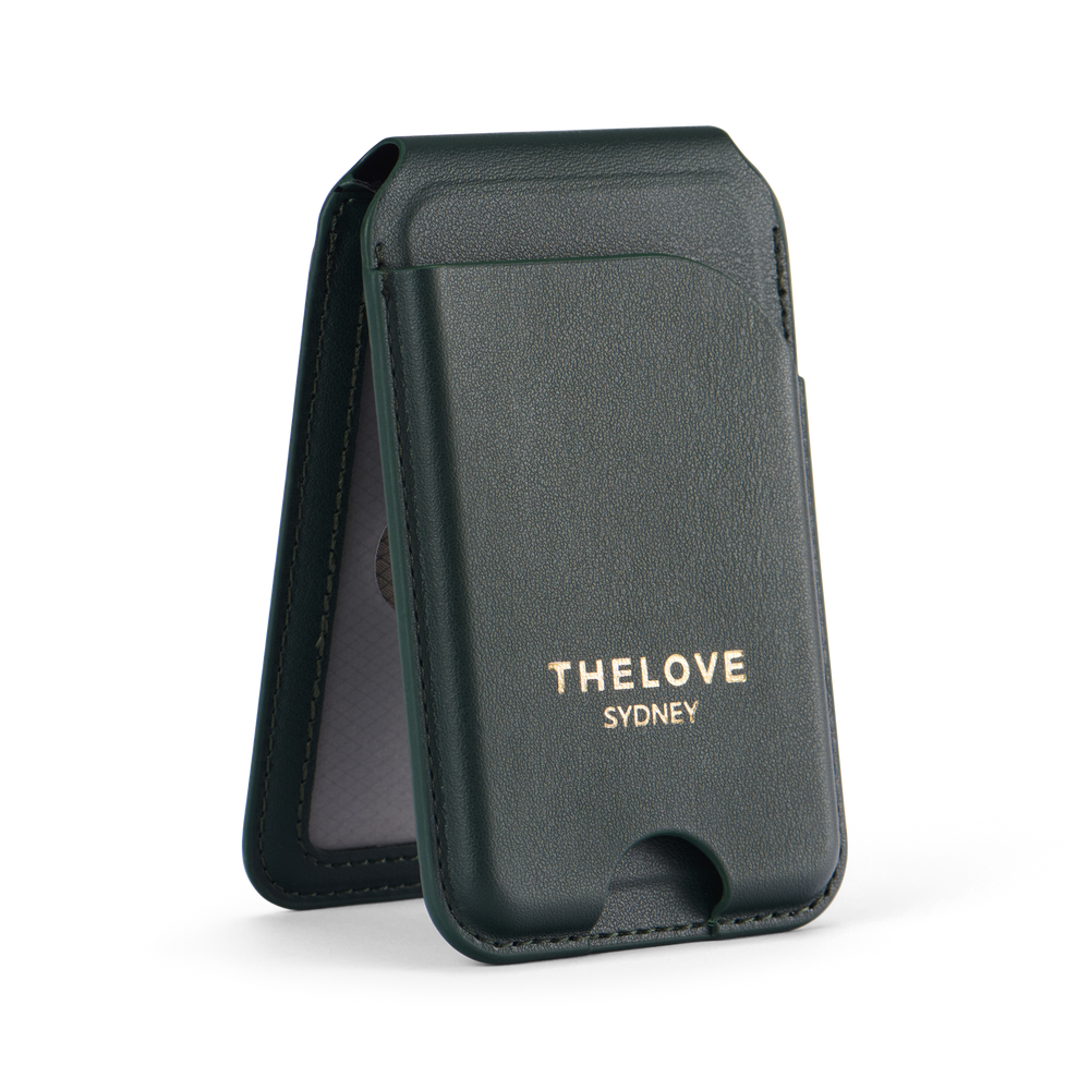 green phone case with 'THELOVE Sydney' branding on a white background