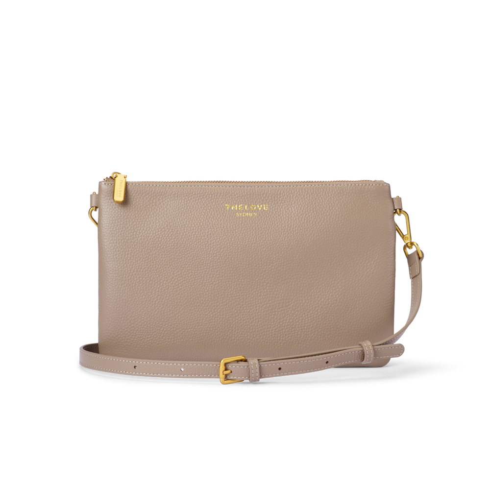 Leather Clutch Bag - Latte