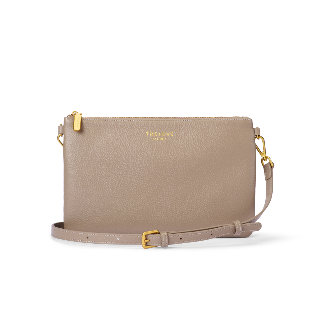 Leather Clutch Bag - Latte