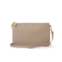 Leather Clutch Bag - Latte