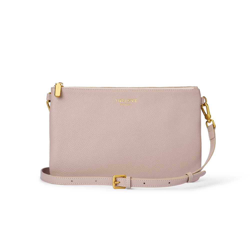 Leather Clutch Bag - Nude