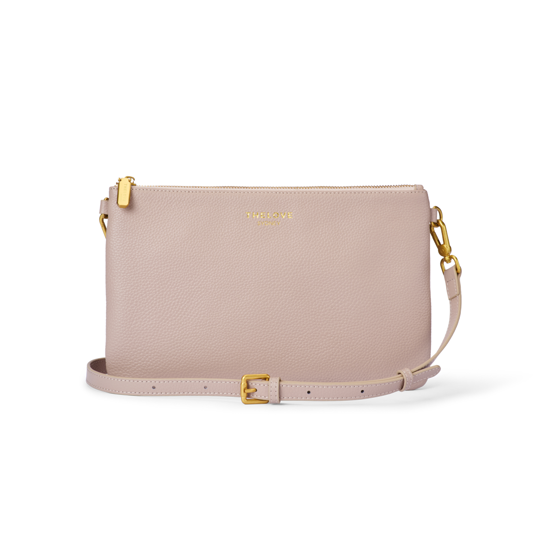 Leather Clutch Bag - Nude
