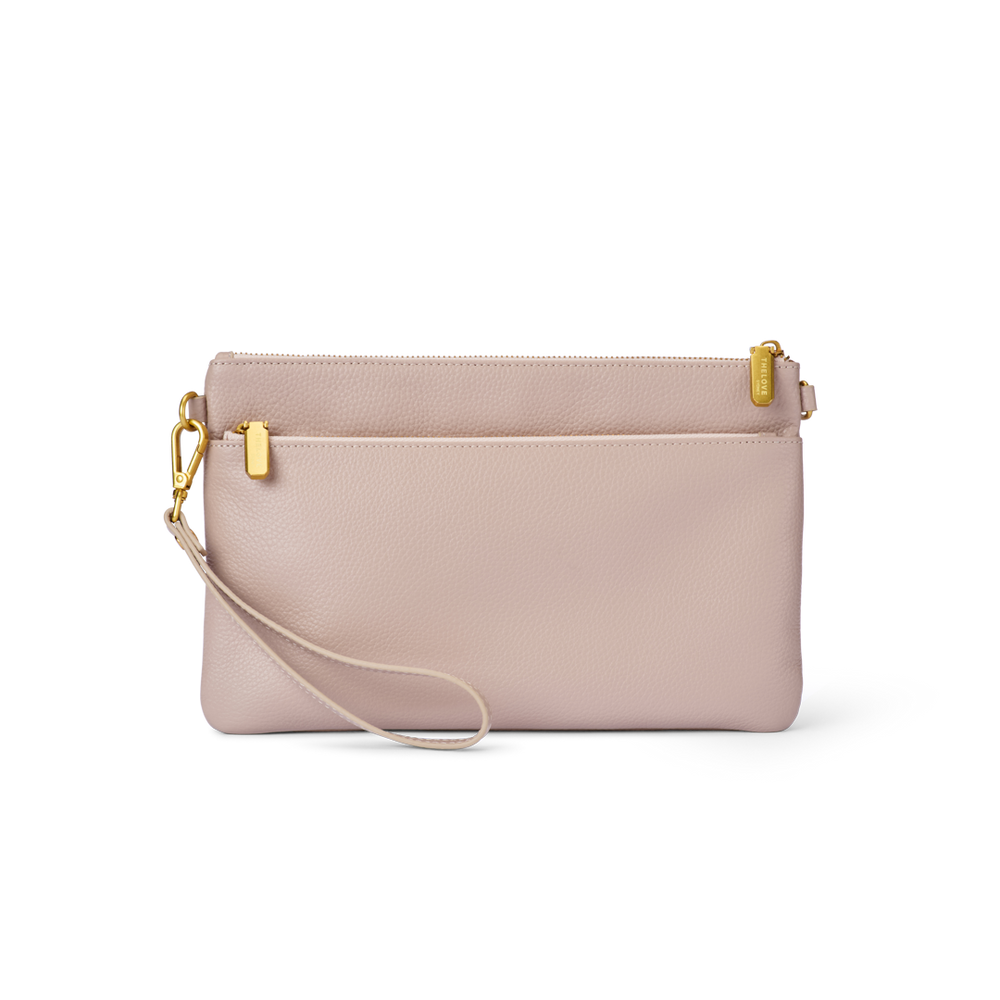Leather Clutch Bag - Nude