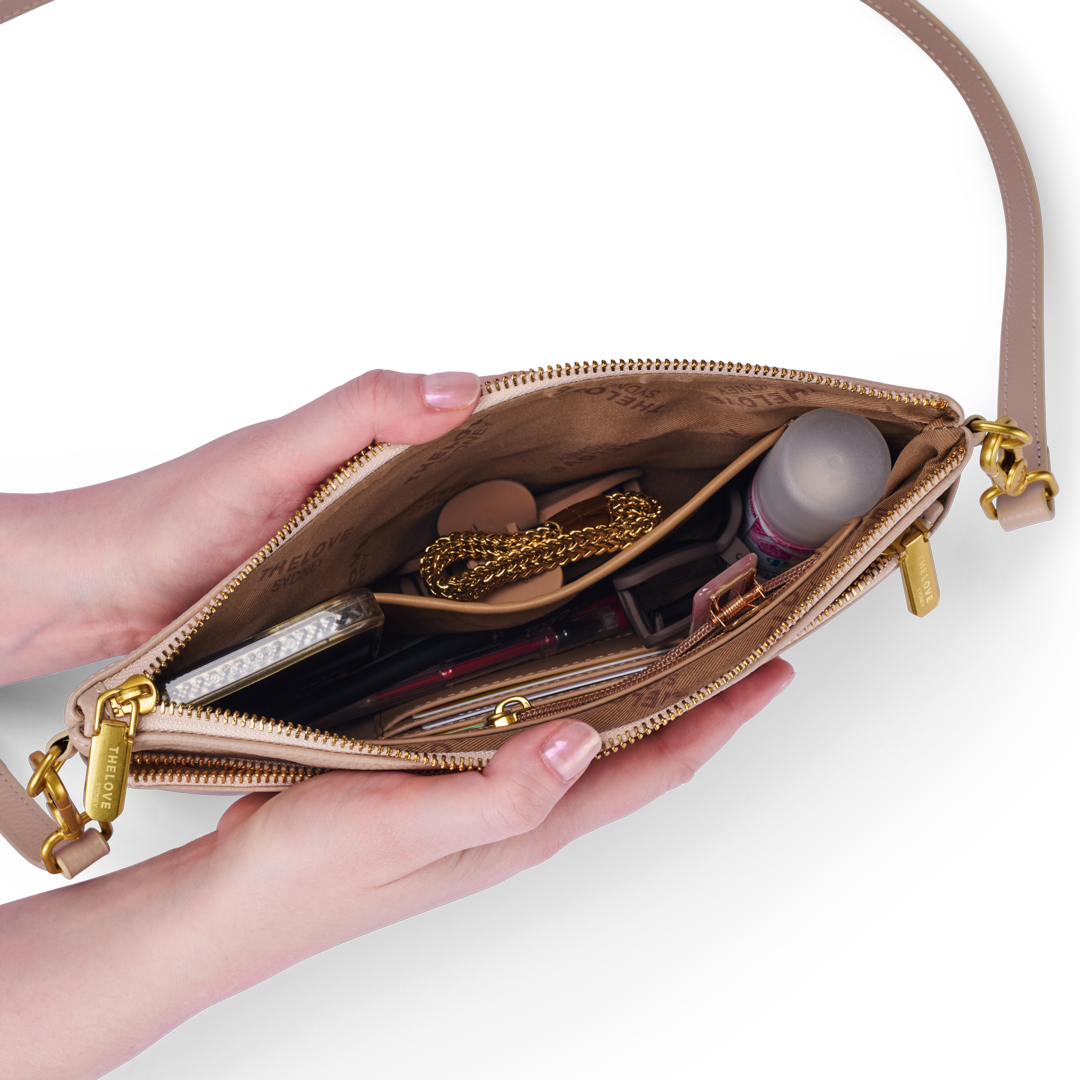 Leather Clutch Bag - Coffee