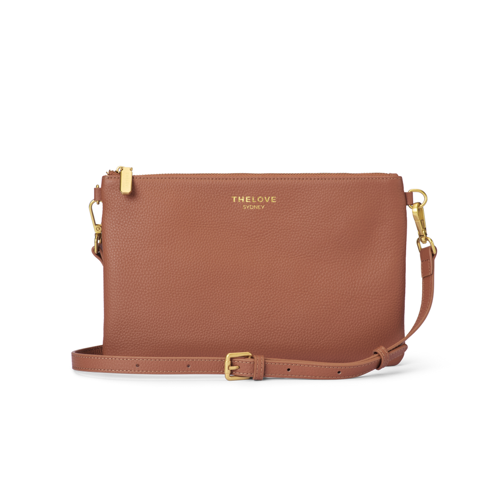 Leather Clutch Bag - Tan