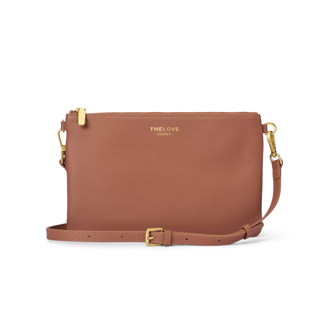 Leather Clutch Bag - Tan