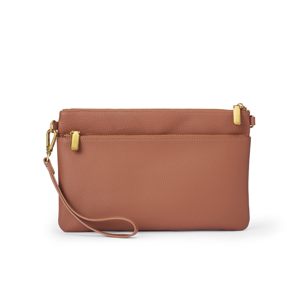 Leather Clutch Bag - Tan