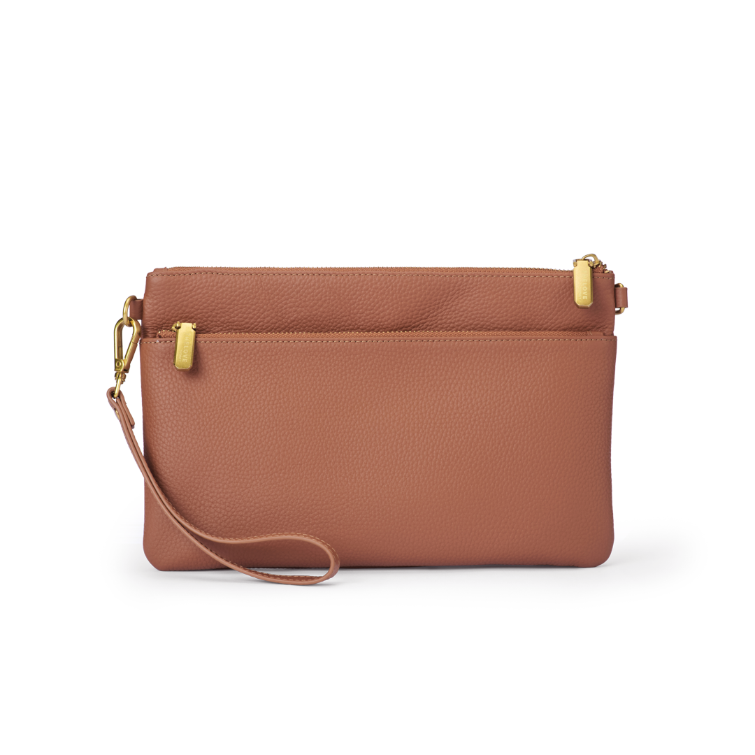 Leather Clutch Bag - Tan