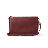 Leather Clutch Bag - Berry