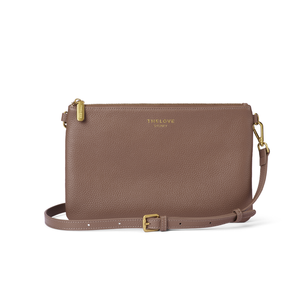 Leather Clutch Bag - Coffee