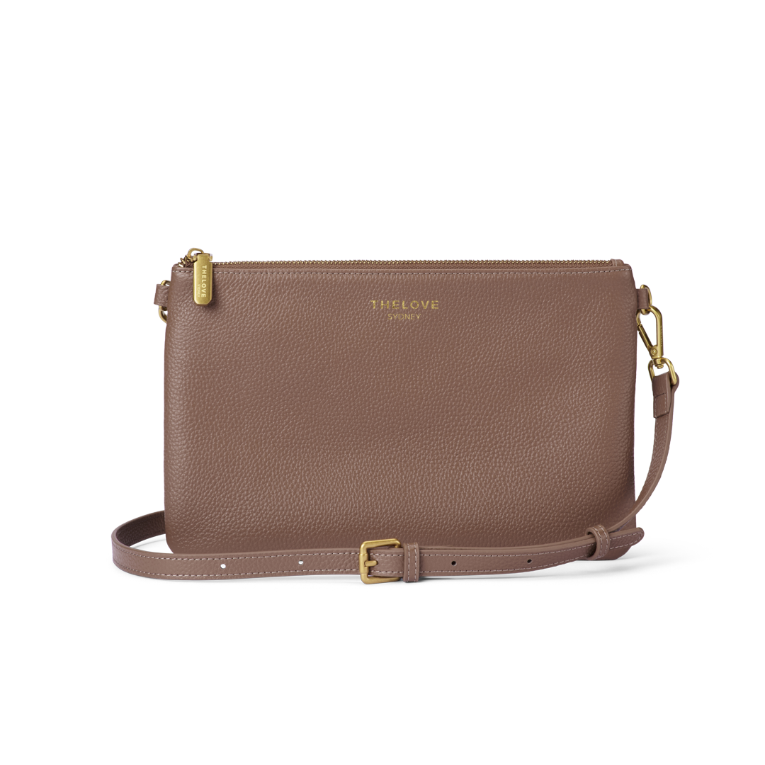Leather Clutch Bag - Coffee