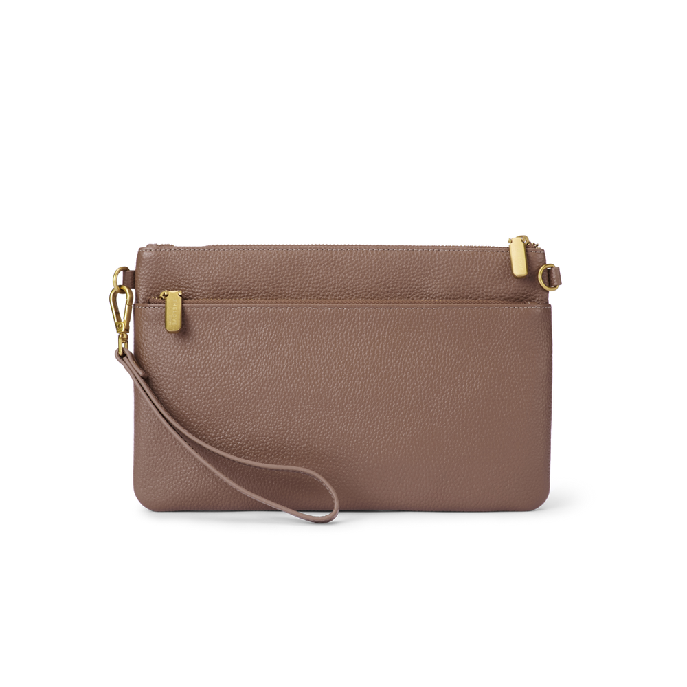 Leather Clutch Bag - Coffee