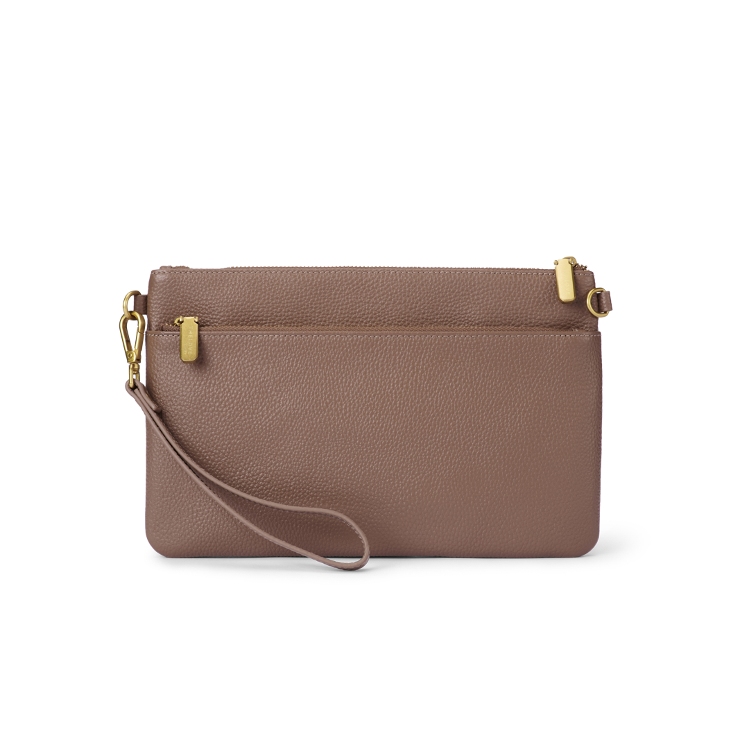 Leather Clutch Bag - Coffee