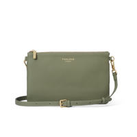Leather Clutch Bag - Olive Green