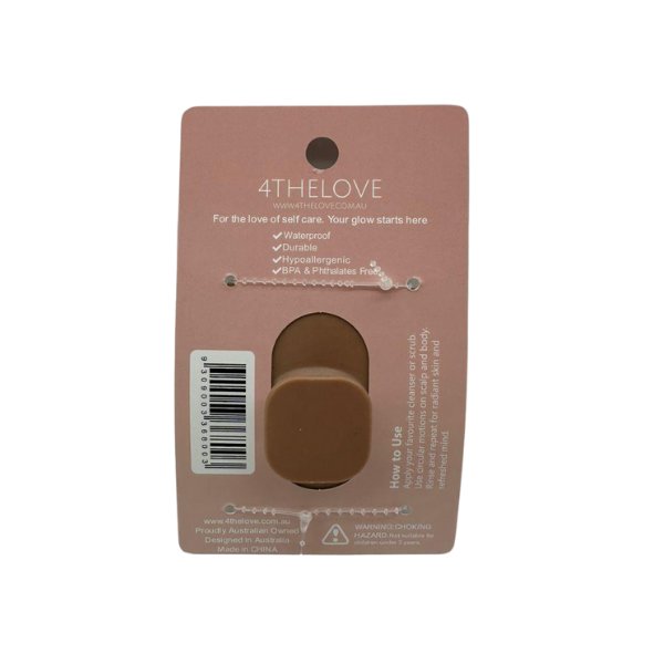 Brown product on a pink packaging card with '4THELOVE' branding and text.