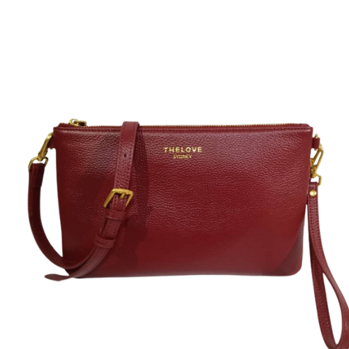 Leather Clutch Bag- Red