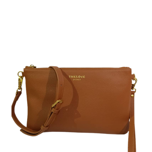 Leather Clutch Bag- Tan