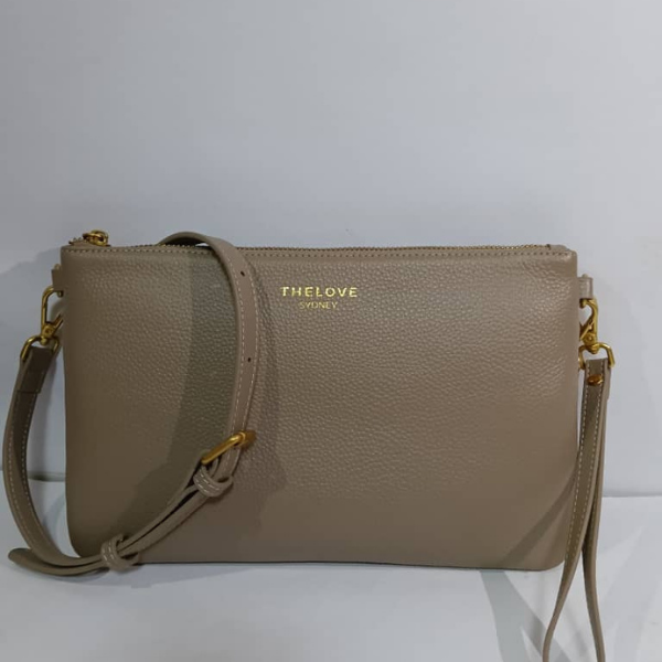 Leather Clutch Bag- Nude Cream