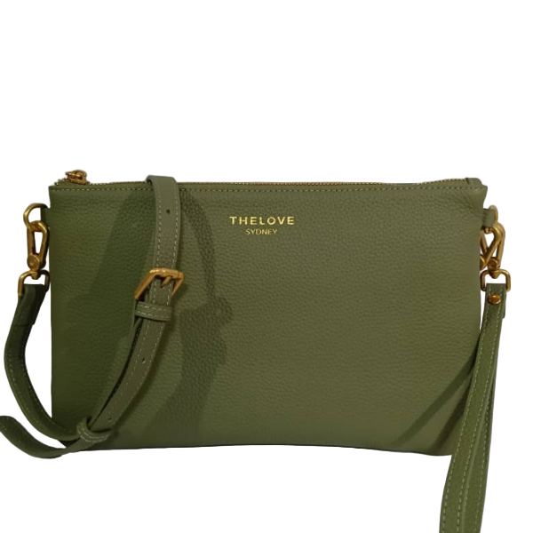 Leather Clutch Bag- Olive