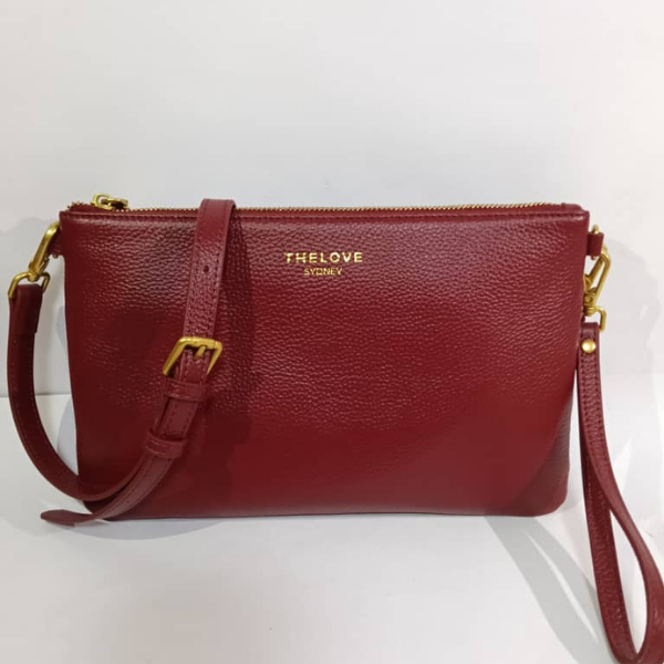Leather Clutch Bag- Red