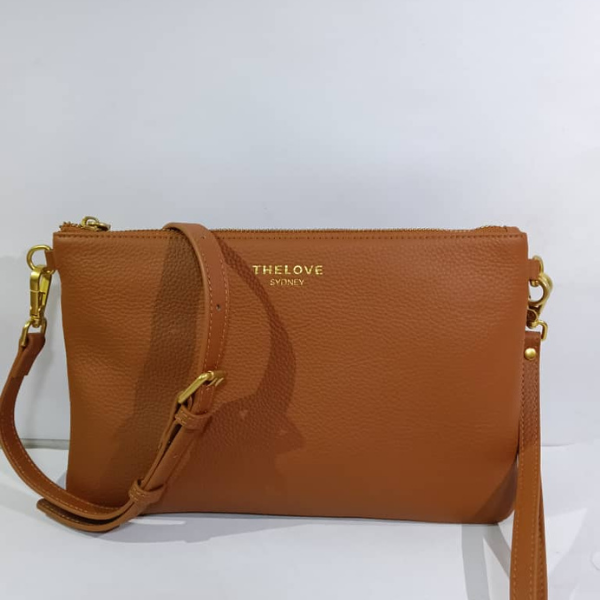 Leather Clutch Bag- Tan