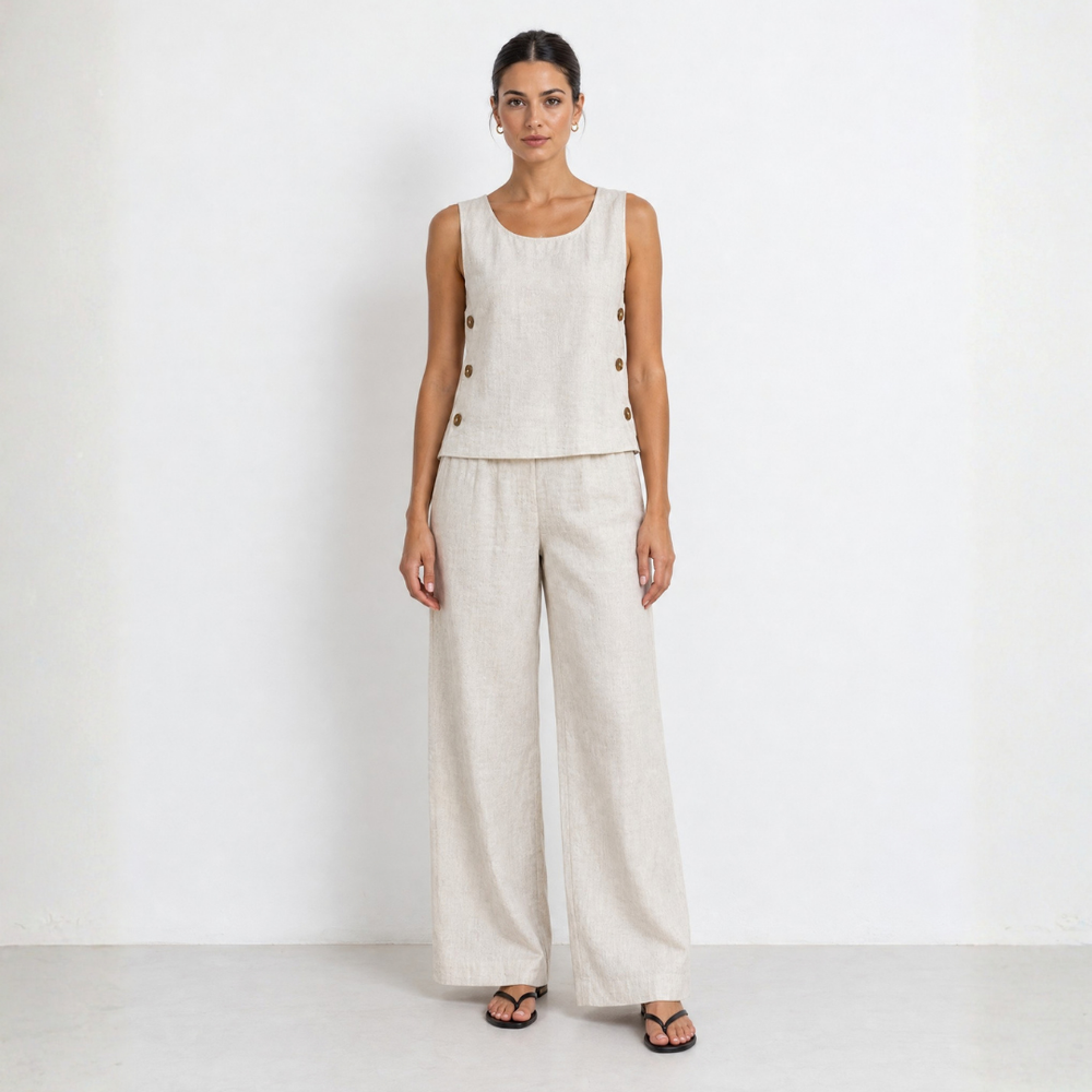 Resort Linen Top Buttons