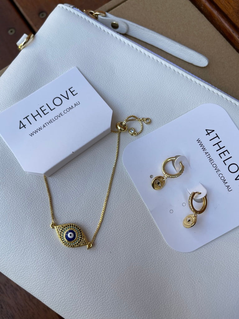 Classic Evil Eye Earrings and Bracelet Set Gold 4thelove .au